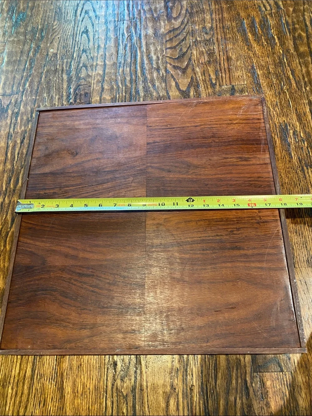 Vintage Crate&Barrel Shesham Wood Quadrant Tray in Brown 18x18